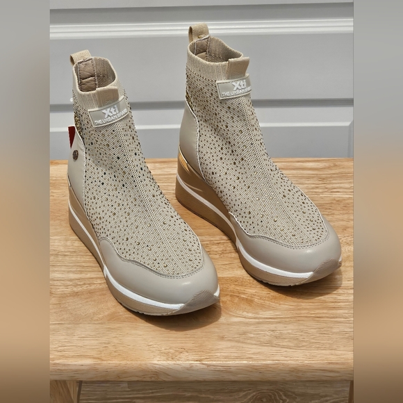 Xti The Urban Brand Wedge Ankle Booty with Rhinestones, NWT, Size 38 (7.5) - Picture 2 of 11